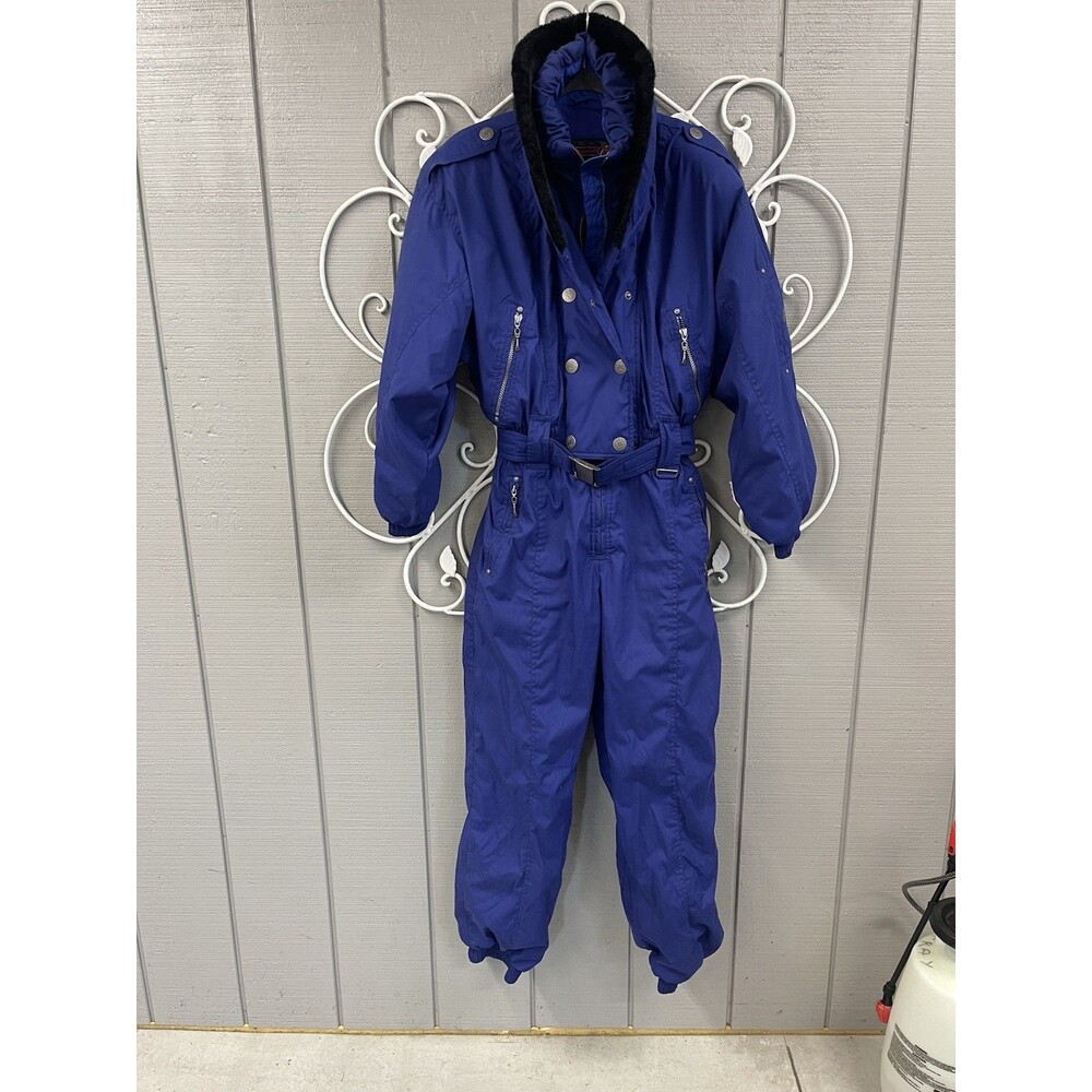 Vintage Skiing Passport Innsbruck Snowsuit Womens Size 10 Ski Suit Blue 80's 90'
